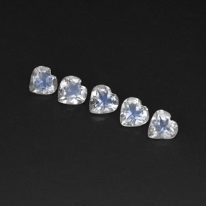 Gemas de piedra de luna arcoíris blanco natural de  ct, forma de corazón, transparente