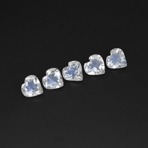 Gemas de piedra de luna arcoíris blanco natural de  ct, forma de corazón, transparente