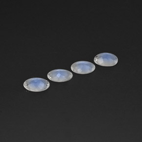 Gemas de piedra de luna arcoíris blanco natural de  ct, corte óvalo, transparente