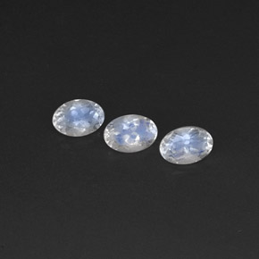 Gemas de Piedra lunar arcoíris Blanco azul natural de  ct, Corte Óvalo, Transparente