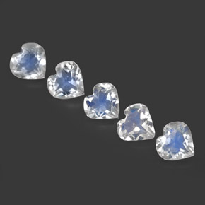 Gemas de piedra de luna arcoíris blanco natural de  ct, forma de corazón, transparente