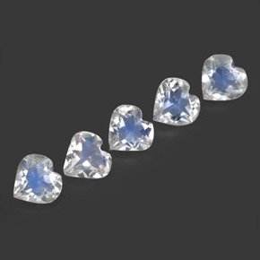 Gemas de piedra de luna arcoíris blanco natural de  ct, forma de corazón, transparente