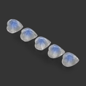 Gemas de piedra de luna arcoíris blanco natural de  ct, forma de corazón, transparente