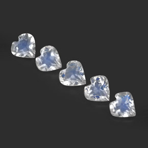 Gemas de piedra de luna arcoíris blanco natural de  ct, forma de corazón, transparente