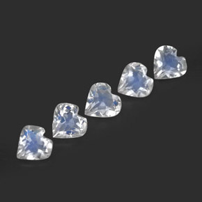 Gemas de piedra de luna arcoíris blanco natural de  ct, forma de corazón, transparente