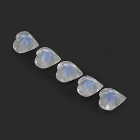 Gemas de piedra de luna arcoíris blanco natural de  ct, forma de corazón, transparente