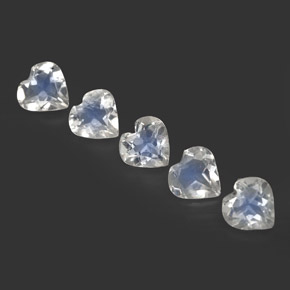 Gemas de piedra de luna arcoíris blanco natural de  ct, forma de corazón, transparente