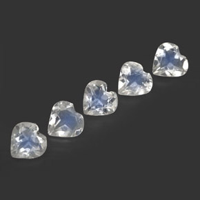 Gemas de piedra de luna arcoíris blanco natural de  ct, forma de corazón, transparente