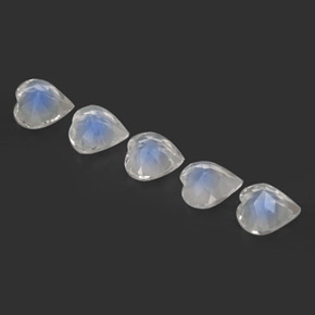 Gemas de piedra de luna arcoíris blanco natural de  ct, forma de corazón, transparente