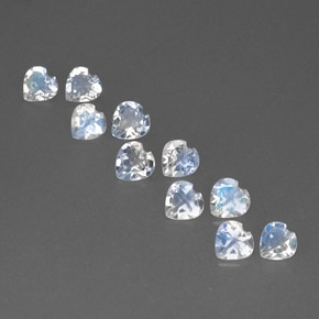 Gemas de piedra de luna arcoíris blanco natural de  ct, forma de corazón, VVS-VS
