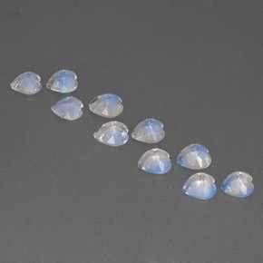 Gemas de piedra de luna arcoíris blanco natural de  ct, forma de corazón, VVS-VS