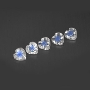 Gemas de piedra de luna arcoíris blanco natural de  ct, forma de corazón, VVS-VS