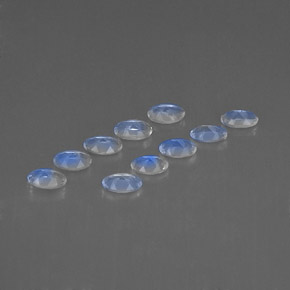 Gemas de piedra de luna arcoíris blanco natural de  ct, corte óvalo, transparente