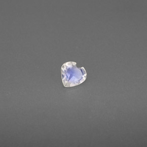 Piedra de luna arcoíris blanco natural de 0,13 ct, forma de corazón, transparente