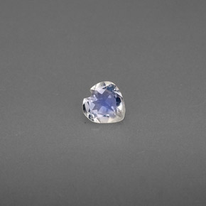 Piedra lunar arcoíris Blanco azul natural de 0.22 ct, Forma de corazón, Transparente