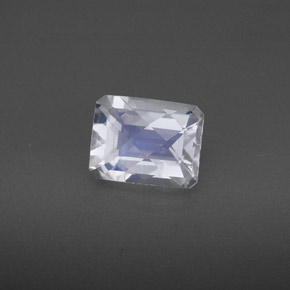 Piedra de luna arcoíris azul natural de 1,82 ct, corte esmeralda, VS