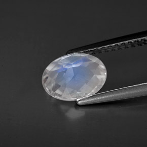 Piedra de luna arcoíris blanco natural de 1,04 ct, corte óvalo, VS