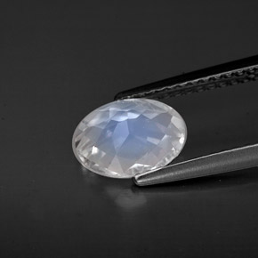 Piedra lunar arcoíris Blanco azul natural de 1.13 ct, Corte Óvalo, VS