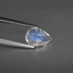 Piedra de luna arcoíris blanco natural de 0,79 ct, en forma de pera, VS