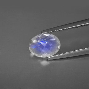 Piedra de luna arcoíris blanco natural de 1,05 ct, corte óvalo, VS