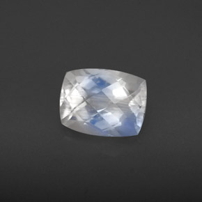 Piedra lunar arcoíris Blanco azul natural de 1.58 ct, Corte Cojín, VS