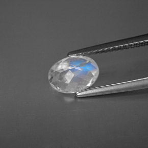 Piedra de luna arcoíris blanco natural de 0,94 ct, corte óvalo, VS-SI