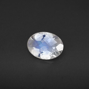 Piedra lunar arcoíris Blanco azul natural de 0.85 ct, Corte Óvalo, VS