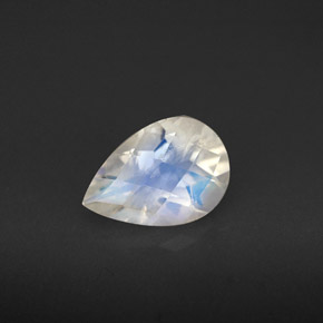 Piedra lunar arcoíris Blanco azul natural de 1.07 ct, En forma de pera, VS-SI