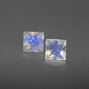 Gemas de piedra de luna arcoíris blanco natural de  ct, cuadrado, VS-SI