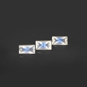 Gemas de Piedra lunar arcoíris Blanco azul natural de  ct, Corte Baguette, VS