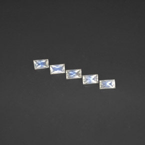 Gemas de Piedra lunar arcoíris Blanco azul natural de  ct, Corte Baguette, VS