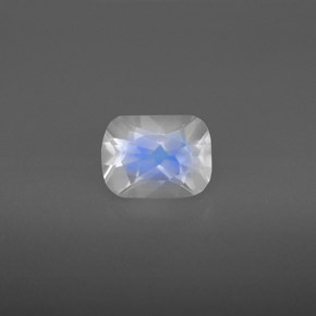 Piedra lunar arcoíris Blanco azul natural de 1.33 ct, Corte Cojín, VS