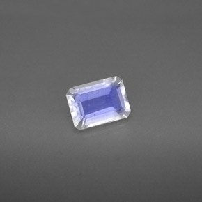 Piedra de luna arcoíris blanco natural de 0,81 ct, corte esmeralda, VS