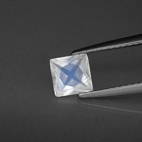 Piedra de luna arcoíris blanco natural de 0,49 ct, cuadrado, VS