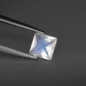 Piedra de luna arcoíris blanco natural de 0,49 ct, cuadrado, VS