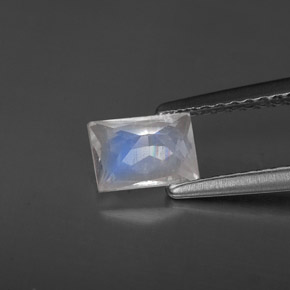 Piedra de luna arcoíris blanco natural de 0,64 ct, baguette, VS