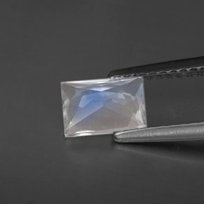 Piedra de luna arcoíris blanco natural de 0,79 ct, baguette, VS