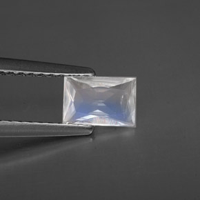 Piedra de luna arcoíris blanco natural de 0,40 ct, baguette, VS