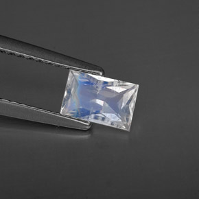Piedra de luna arcoíris blanco natural de 0,44 ct, baguette, VS