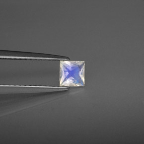 Piedra de luna arcoíris blanco natural de 0,30 ct, cuadrado, VS
