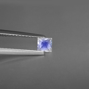 Piedra lunar arcoíris Blanco azul natural de 0.20 ct, Cuadrado, VS