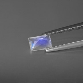 Piedra de luna arcoíris blanco natural de 0,51 ct, baguette, VS