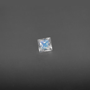 Piedra de luna arcoíris blanco natural de 0,19 ct, cuadrado, VS