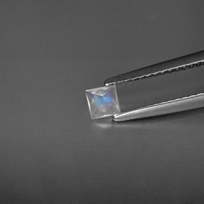 Piedra de luna arcoíris blanco natural de 0,19 ct, cuadrado, VS