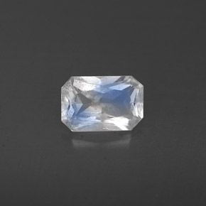 Piedra de luna arcoíris blanco natural de 0,47 ct, corte esmeralda, VS