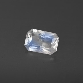Piedra de luna arcoíris blanco natural de 0,47 ct, corte esmeralda, VS