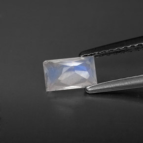 Piedra de luna arcoíris blanco natural de 0,48 ct, baguette, VS
