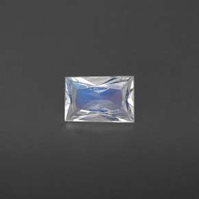 Piedra lunar arcoíris Blanco azul natural de 0.44 ct, Corte Baguette, VS