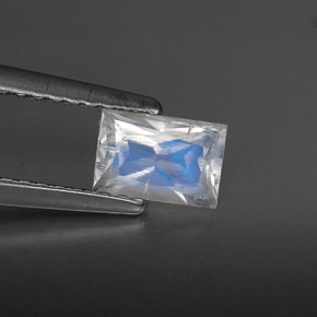 Piedra de luna arcoíris blanco natural de 0,55 ct, baguette, VS
