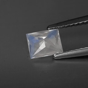 Piedra de luna arcoíris blanco natural de 0,49 ct, baguette, VS